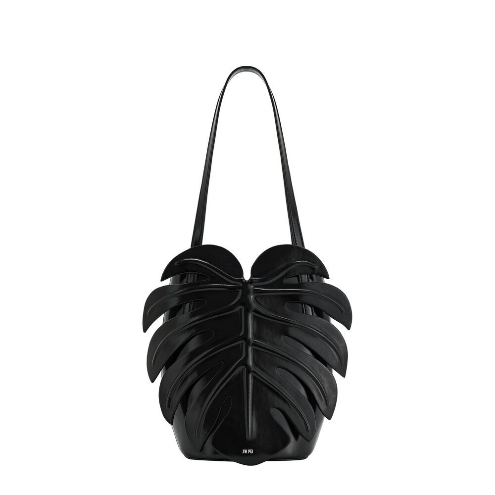 3711 Cecelia Leaf Shape Shoulder Bag - Black